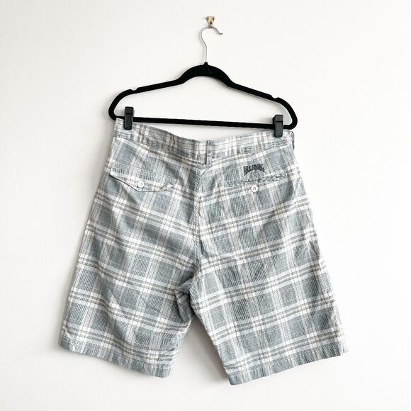 Billabong Mens Jimi Plaid Walkshorts Flat Front Mid-Length Green Size 34 - Picture 2 of 9